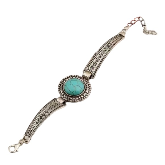 Vintage Silver and Turquoise Stone Bracelet - Picture 3 of 6